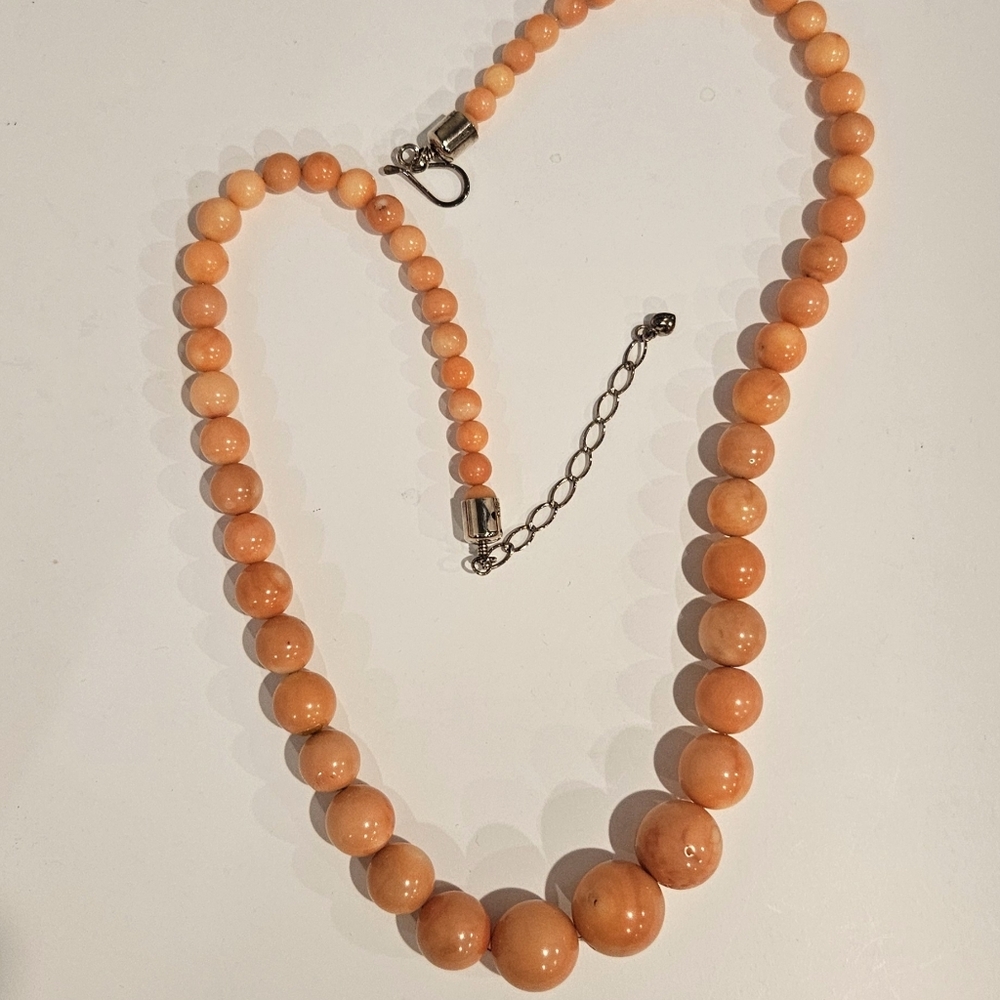 Round Coral Bead Graduated Necklace 26.5"